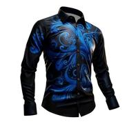 Generisch - Camisa gótica de manga larga para festivales con motivos medievales - Elegante diseño de ropa de dormir para fiestas de ocio Material transpirable Ajuste cómodo., azul, 3XL