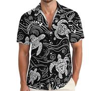Generisch Camisa hawaiana de manga corta para hombre, camisas hawaianas creativas de verano para hombre, camisa floral de nacionalidad simple, impresión de manga corta, informal, botón de playa, top