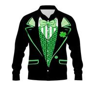 Generisch Camisa informal de manga larga con estampado para negocios y uso diario como cómoda camisa abotonada, Negro , XL