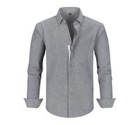 Generisch Camisa Oxford de un solo color, elástica, camisa de negocios, con botones, cuello alto, camisa de traje, impermeable, duradera, camisa de trabajo, ajuste regular, camisa de tiempo libre