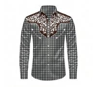 Generisch Camisa tradicional de manga larga para hombre, corte regular, para el trabajo, de algodón, clásica, holgada, a cuadros, básica, para el Oktoberfest, transpirable, para verano, para el tiempo