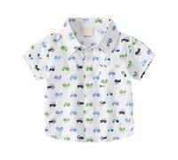 Generisch Camisas 152 para primavera, y, de un solo pecho, con y patrón de coche, cárdigan personalizado, camisa de playa casual para, camisa de playa delgada de manga corta camisa niño azul claro