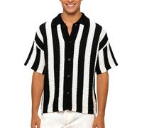 Generisch Camisas de bolos para hombre, camisa hawaiana, corte relajado, camisa de playa, vintage, camiseta deportiva, camiseta de verano, camiseta de manga corta, polo informal para exteriores, con