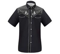 Generisch Camisas de lujo Hombres Hombres Western Denim 3D Impreso Solapa Camisa de Manga Corta Camisa Casual Floral Camisa de Lino Hombres, gris, L