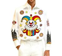 Generisch Camisas de manga larga para hombre, camisa de ocio medieval, disfraz de carnaval con diseño de payaso, camisa de manga larga con botones, camisa de vaquero occidental, camisa de negocios