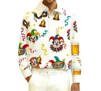 Generisch Camisas de manga larga para hombre, camisa de ocio medieval, disfraz de carnaval con diseño de payaso, camisa de manga larga con botones, camisa de vaquero occidental, camisa de negocios