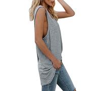 Generisch Camisas de verano sueltas Casual V sin mangas Mujeres Tankobertops Escote Ajuste Blusa Mujer Top Negro Mujer, gris, M