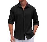 Generisch Camisas para hombre, manga larga, cómoda, informal, corte regular, estructura a rayas, camisa hawaiana, diseño ligeramente entallado, color liso, camisa de playa para exterior, elástica