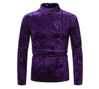 Generisch Camiseta básica de terciopelo de invierno con cuello alto y manga larga, camiseta térmica para mayor comodidad en climas fríos, morado, M
