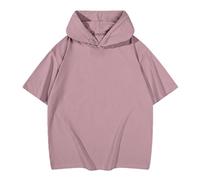 Generisch Camiseta con capucha holgada de manga corta para adolescentes en primavera e ideas de regalo, Rosa., 10-11 años