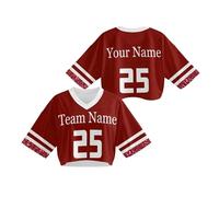 Generisch Camiseta corta para mujer, camiseta corta de fútbol, camiseta corta con nombre número Y2K, camiseta de gran tamaño, ropa de calle de moda, impresión brillante, camiseta deportiva, holgada