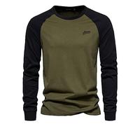 Generisch Camiseta de béisbol de 3/4 para hombre, de manga larga, raglán, de tres cuartos, clásica, ligera, con cuello redondo, camiseta de tirantes, sudadera, de un solo color, transpirable, camiseta