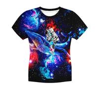 Generisch Camiseta de cuello redondo para niño con estampado de letra, camiseta de ocio moderna, camiseta informal de verano, estilo deportivo de calle, transpirable, estilo informal dinámico