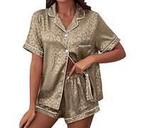 Generisch Camiseta de dormir para mujer de algodón sexy de encaje, camisón de manga corta, vestido de noche, cuello en V, manga larga, camisón y pantalones de pijama, Pajamas B4-k, XL