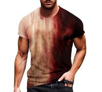 Generisch Camiseta de Halloween para hombre, disfraz terrible y festival, camiseta de cuello redondo, estampado de salpicaduras de sangre, camiseta deportiva fea, Rojo-19, S