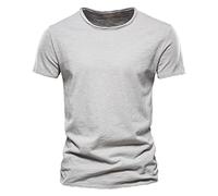 Generisch Camiseta de hombre con cuello en V, manga corta, camiseta básica de gran tamaño, de algodón ligero, cuello en V, camiseta para hombre, camiseta con cuello en V, camiseta de verano para