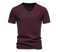 Generisch Camiseta de hombre con cuello en V, manga corta, talla grande, básica, camiseta de algodón, cuello en V, cuello en V, camiseta para hombre, camiseta de cuello en V, camiseta de hombre de