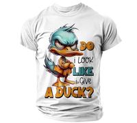 Generisch Camiseta de manga corta para hombre con diseño de texto en inglés "Do i Look Like i give a Duck Brief Print Animal Patrón Camisetas de manga corta Funny Musculares Cuello Redondo Camiseta de