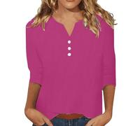 Generisch Camiseta de manga larga, blusa de muselina, blusa de lino, túnicas, informal, tallas grandes, camiseta elegante, camiseta larga, túnica, cuello en V, camisa de ocio, blusa larga, blusa larga