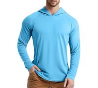 Generisch Camiseta de manga larga con capucha para hombre, verano, T-shirt con capucha UV de secado rápido, UPF 50+ Protección solar, sudadera de manga larga, resistente al agua, para pesca