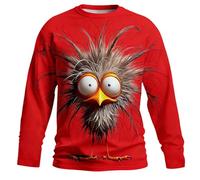 Generisch Camiseta de manga larga para hombre con diseño 3D de pollo loco, suéter divertido, camiseta deportiva, cuello redondo, camiseta de verano, diseño de animales, sudadera larga, cómoda