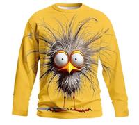 Generisch Camiseta de manga larga para hombre con diseño 3D de pollo loco, suéter divertido, camiseta deportiva, cuello redondo, camiseta de verano, diseño de animales, sudadera larga, cómoda