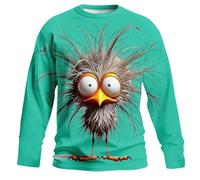Generisch Camiseta de manga larga para hombre con diseño 3D de pollo loco, suéter divertido, camiseta deportiva, cuello redondo, camiseta de verano, diseño de animales, sudadera larga, cómoda