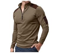 Generisch Camiseta de manga larga para hombre con media cremallera, camiseta de manga larga, monocolor, sudadera sin capucha, suéter de trabajo, ligero, transpirable, camiseta de entrenamiento para