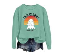 Generisch Camiseta de manga larga para mujer, con capucha, para festival, ropa de fiesta, camiseta sexy, camiseta de neón, cordón, Halloween, parte delantera corta y trasera, larga, con capucha
