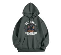 Generisch Camiseta de manga larga para mujer, cuello redondo, estampada, para el hogar, entrenamiento al aire libre, ropa de calle, sudadera para mujer Jack sin, gris oscuro, S