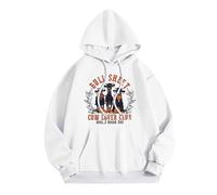 Generisch Camiseta de manga larga para mujer, cuello redondo, estampada, para el hogar, entrenamiento al aire libre, ropa de calle, sudadera para mujer Jack sin, Blanco, S