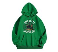 Generisch Camiseta de manga larga para mujer, cuello redondo, estampada, para el hogar, entrenamiento al aire libre, ropa de calle, sudadera para mujer Jack sin, verde, M