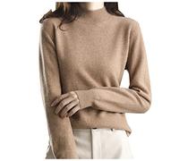 Generisch Camiseta de manga larga para mujer, suéter de punto sin costuras, cuello redondo, tops de cachemira, manga larga, 2025, otoño, invierno, cálido, suave, ligero, elegante, de un solo color