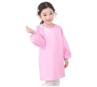 Generisch Camiseta de manga larga para niña, camisa para niños, blusa, arte infantil, color sólido, delantal para niños, estampado de artista, delantal con manga larga, Rosa., 4-8 años