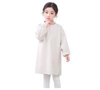 Generisch Camiseta de manga larga para niña, camisa para niños, blusa, arte infantil, color sólido, delantal para niños, estampado de artista, delantal con manga larga, gris, 8-12 años