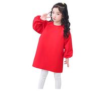 Generisch Camiseta de manga larga para niña, camisa para niños, blusa, arte infantil, color sólido, delantal para niños, estampado de artista, delantal con manga larga, rojo, 1-4 años