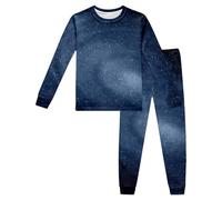 Generisch Camiseta de manga larga para niños con estampado de estrella espacial, ropa para el hogar, parte superior, traje de pantalón, ropa informal (azul oscuro, 5-6 años)
