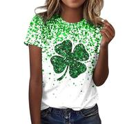 Generisch Camiseta de moda con cuello redondo, manga corta, camiseta estampada túnica para mujer, traje de fiesta 90, Verde militar., M