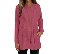 Generisch Camiseta de mujer con cuello en V, holgada, informal y a la moda, camiseta de manga larga, con botones, estampado superior, blusa deportiva, sudadera de manga larga, cuello redondo, manga