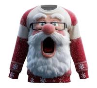 Generisch Camiseta de Navidad para hombre, manga larga, divertida, cuello redondo, diseño navideño, camiseta de manga larga, estampado navideño, ropa de gran tamaño, Color rojo C4., M