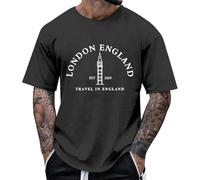 Generisch Camiseta de ocio para hombre de Londres Inglaterra Big Ben, camiseta de viaje de cuello redondo, manga corta, camiseta de manga corta, camiseta informal de verano, elástica, transpirable