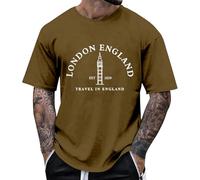 Generisch Camiseta de ocio para hombre de Londres Inglaterra Big Ben, camiseta de viaje de cuello redondo, manga corta, camiseta de manga corta, camiseta informal de verano, elástica, transpirable