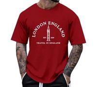 Generisch Camiseta de ocio para hombre de Londres Inglaterra Big Ben, camiseta de viaje de cuello redondo, manga corta, camiseta de manga corta, camiseta informal de verano, elástica, transpirable