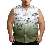 Generisch Camiseta de playa informal sin mangas para hombre con efecto degradado con botones y bolsillos prácticos, Verde oscuro., 6XL