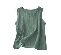 Generisch Camiseta de tirantes ligera con cuello redondo para mujer, blusa básica holgada sin mangas para trajes casuales de vacaciones diarias, Verde militar., XL