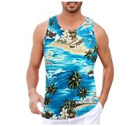 Generisch Camiseta de tirantes para hombre con estampado 3D Funny Printed Tank Top para hombre sin mangas gráfico fresco Undershirt verano, azul celeste, XL