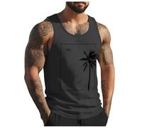 Generisch Camiseta de tirantes para hombre con moderno diseño de impresión digital 3D para ropa de calle informal para la playa, como chaleco de vacaciones perfecto, gris oscuro, M
