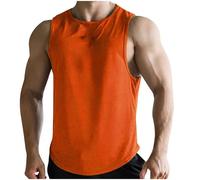 Generisch Camiseta de tirantes para hombre, sin mangas, transpirable, ligera, de secado rápido, camiseta de entrenamiento básica, ligera y ligera, O Orange, XXXL