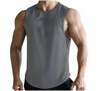 Generisch Camiseta de tirantes para hombre, sin mangas, transpirable, ligera, de secado rápido, camiseta de entrenamiento básica, ligera y ligera, O Gray1, L