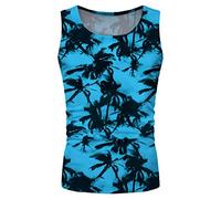 Generisch Camiseta de tirantes para hombre, tejido transpirable para actividades deportivas, ropa informal informal con diseño estampado moderno, azul, S